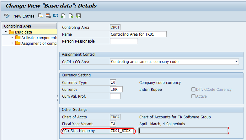 Define Standard Cost Center Hierarchy For Controlling Area In SAP