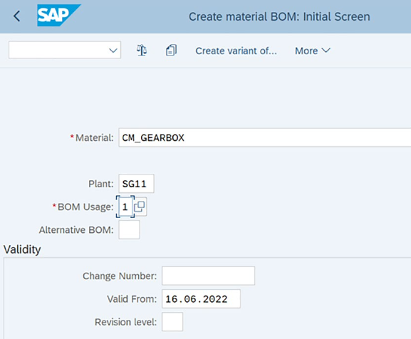 Bill of Materials (BOM) in SAP