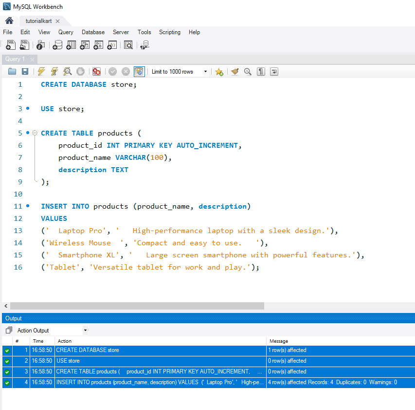 SQL LTRIM() - Setup data for examples