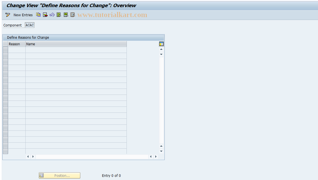 SAP TCode 0FILA000R - Reasons for Changes