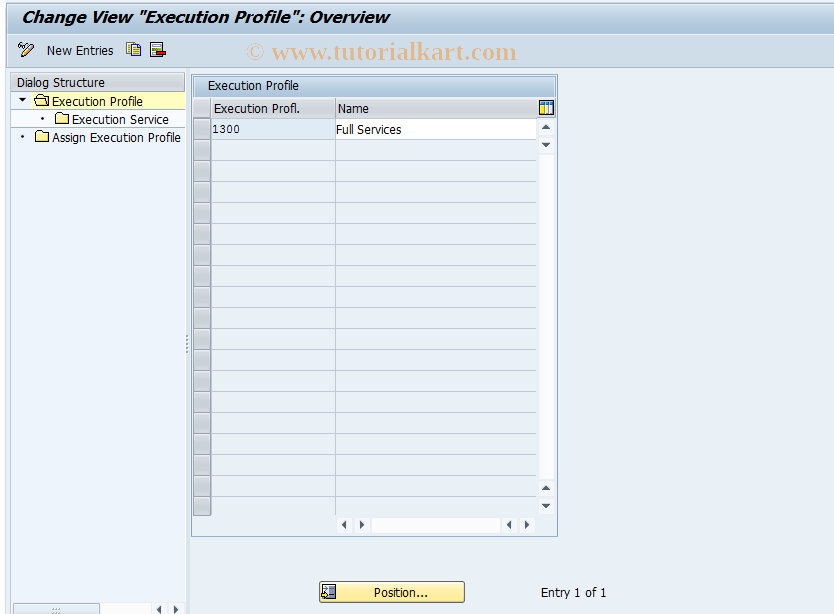 SAP TCode 0KEX2 - Customizing Execution Profile