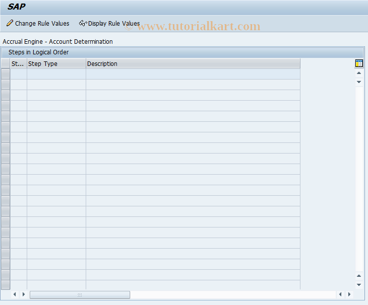 SAP TCode ACEPSADCONT02 - Account Determntn: Maintn Entry Step 02