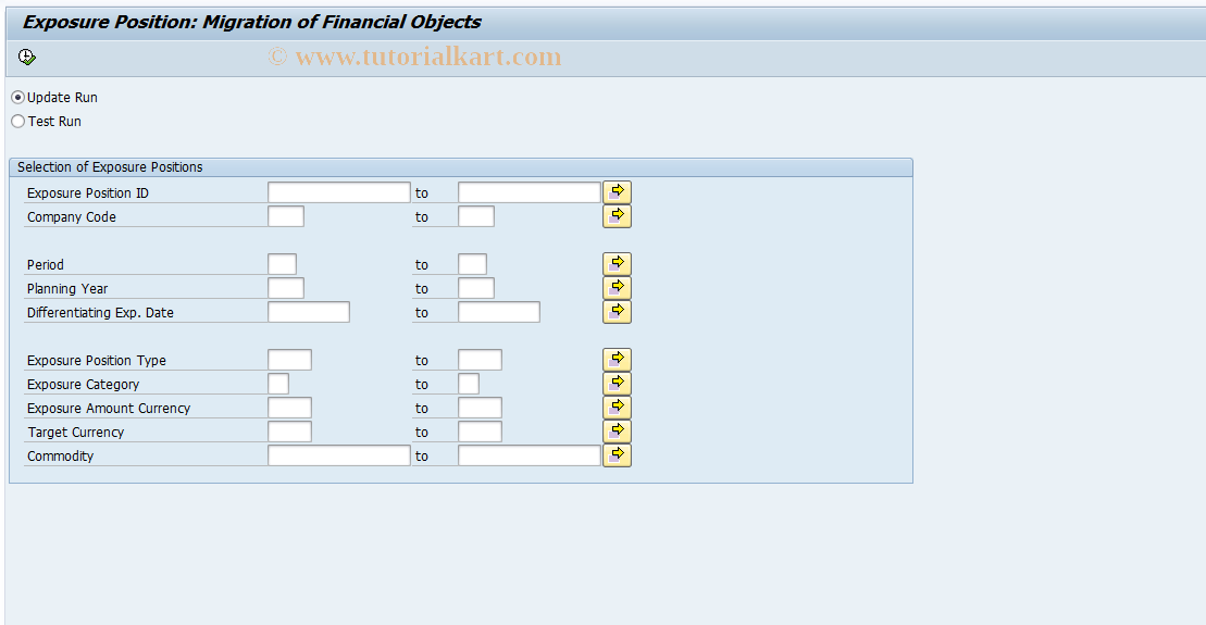 SAP TCode AFO_AP_EXP_MMIG - FO Int.: Exposure Pos - Migration