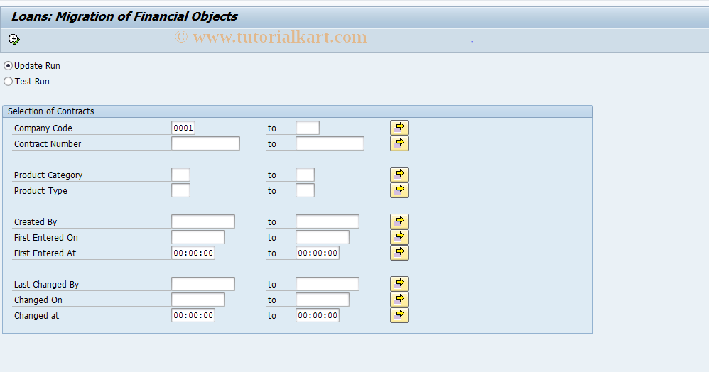 SAP TCode AFO_AP_LOAN_MMIG - FO Integration: Loans - Migration