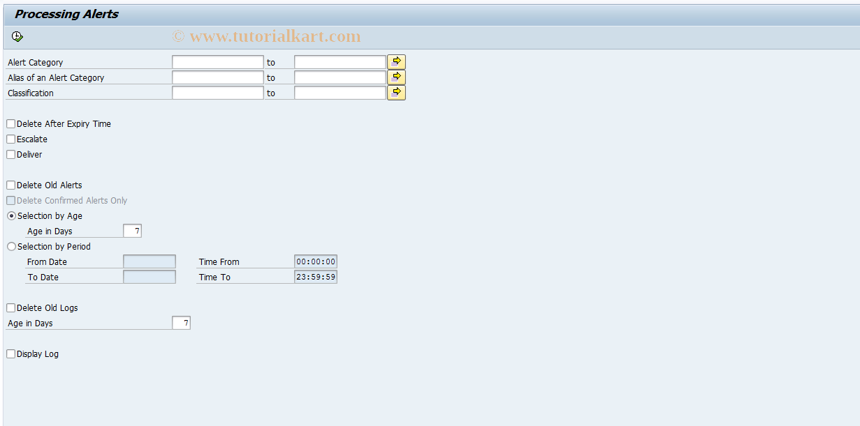 SAP TCode ALRTPROC - Process Alerts