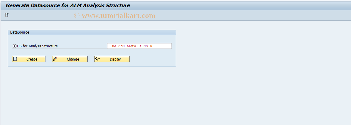 SAP TCode ANA_STRUCT_GEN_ALM - OLTP Metadata Repository