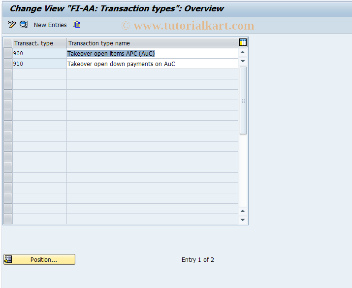 SAP TCode AO79 - Define Transaction Type