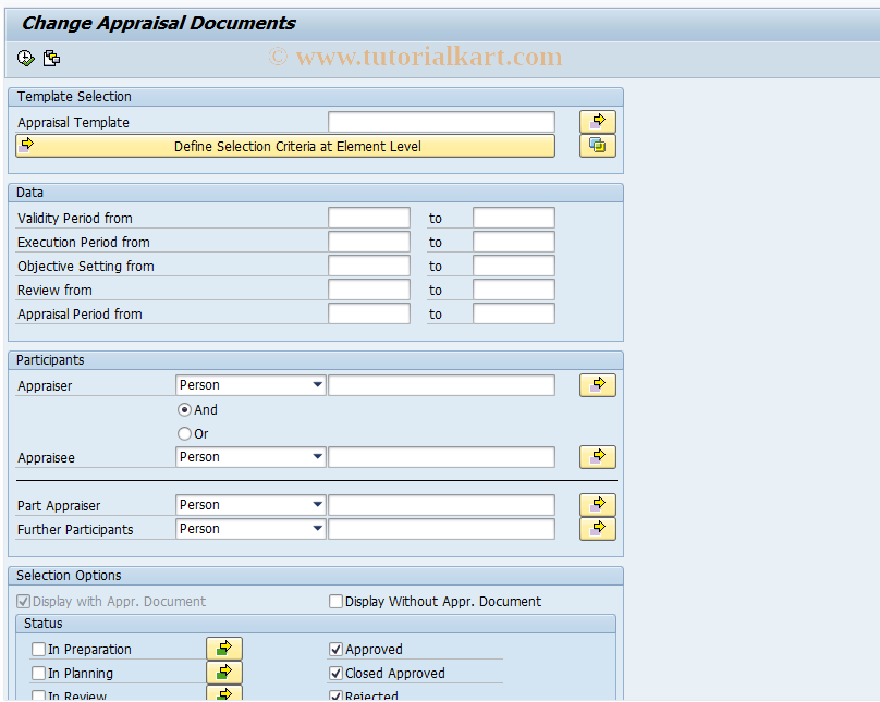 SAP TCode APPDISPLAY - Display Appraisal