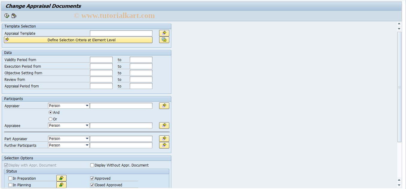 SAP TCode APPTAKEBACK - Reset Appraisal Status to 'Active'