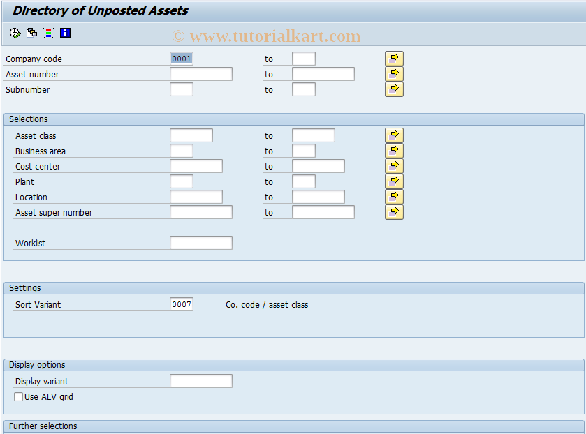 SAP TCode AR12 - Call Up Asset Directory