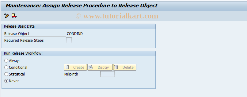 SAP TCode BCA_CONDIND_REL01 - Customizing Release Procedure