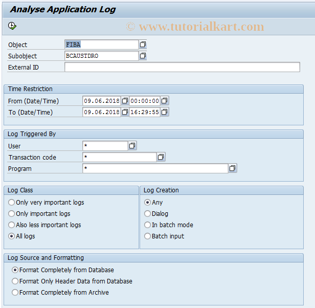 SAP TCode BCA_US_TDROLG - App log time deposit rollover