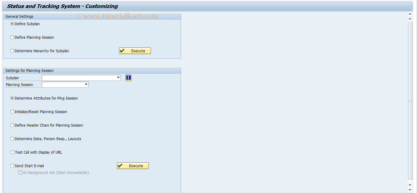 SAP TCode BPS_TC - Maintain Status and Tracking System