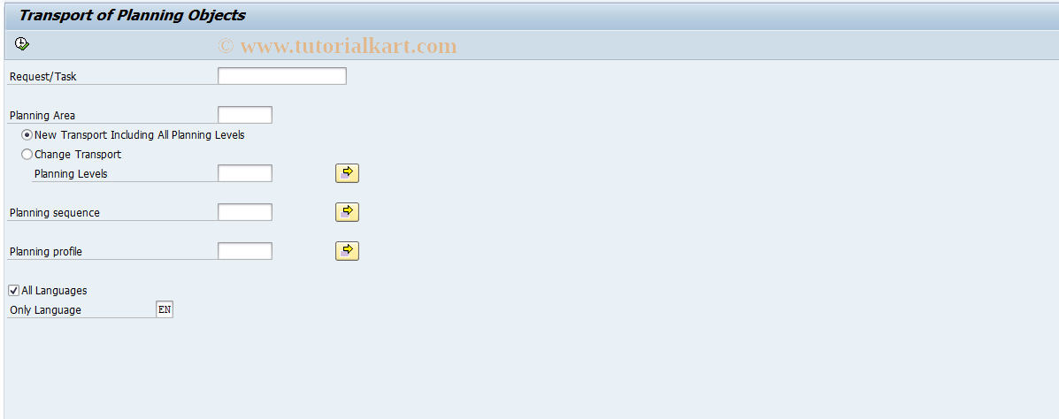 SAP TCode BPS_TRANS - Transport Planning Customizing