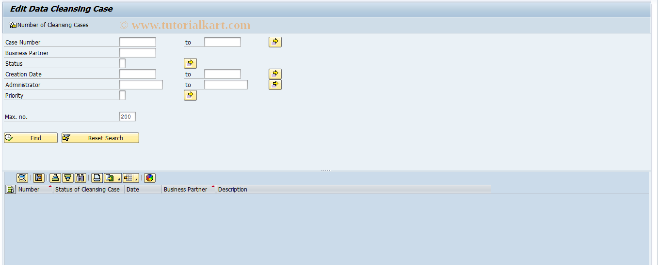 SAP TCode BP_CLEANSE - Edit Data Cleansing Case