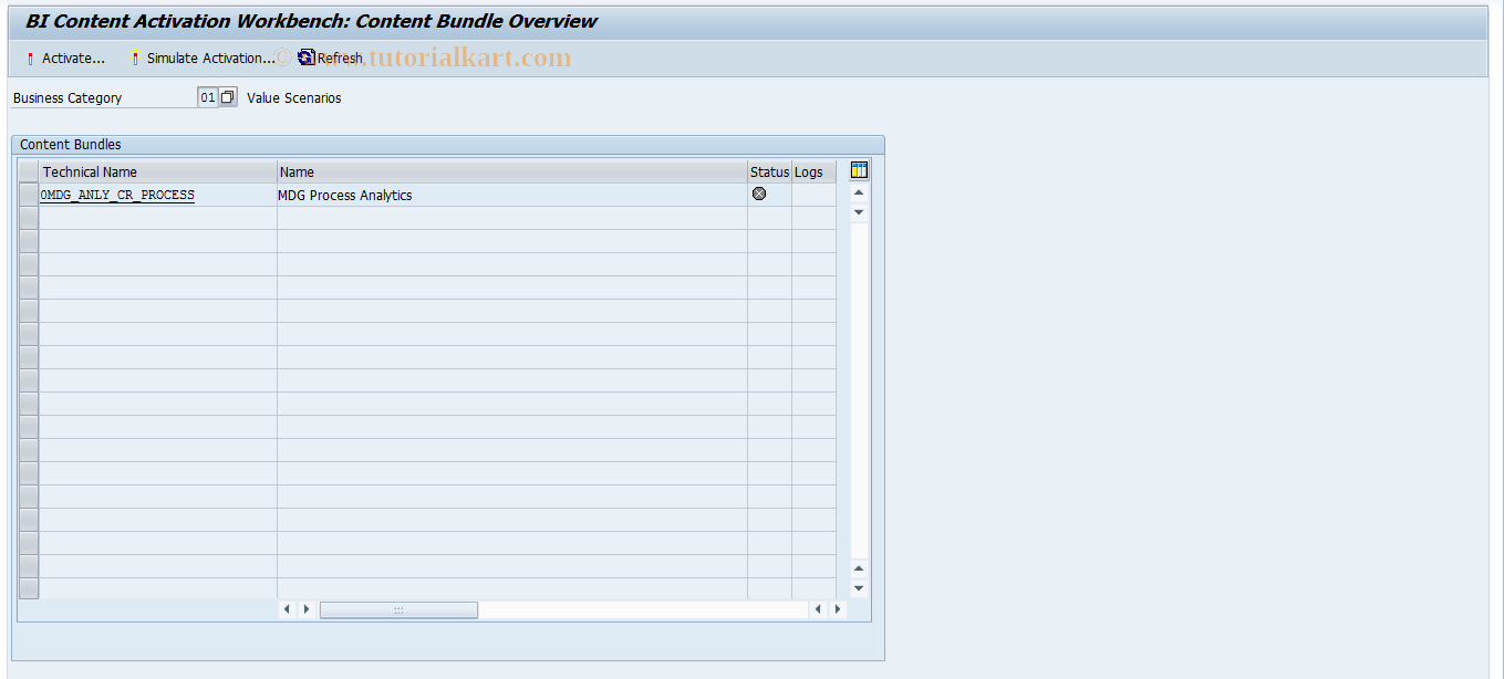 SAP TCode BSANLY_BI_ACTIVATION - Manage BI Content Activation