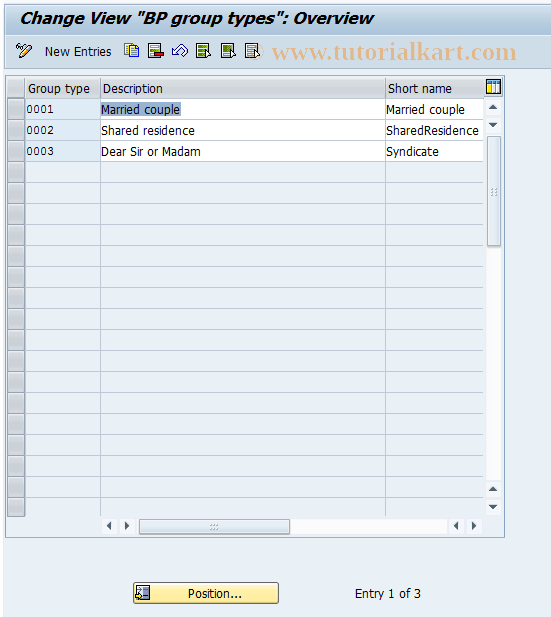 BUCC SAP Tcode BP Cust Group Types Transaction Code