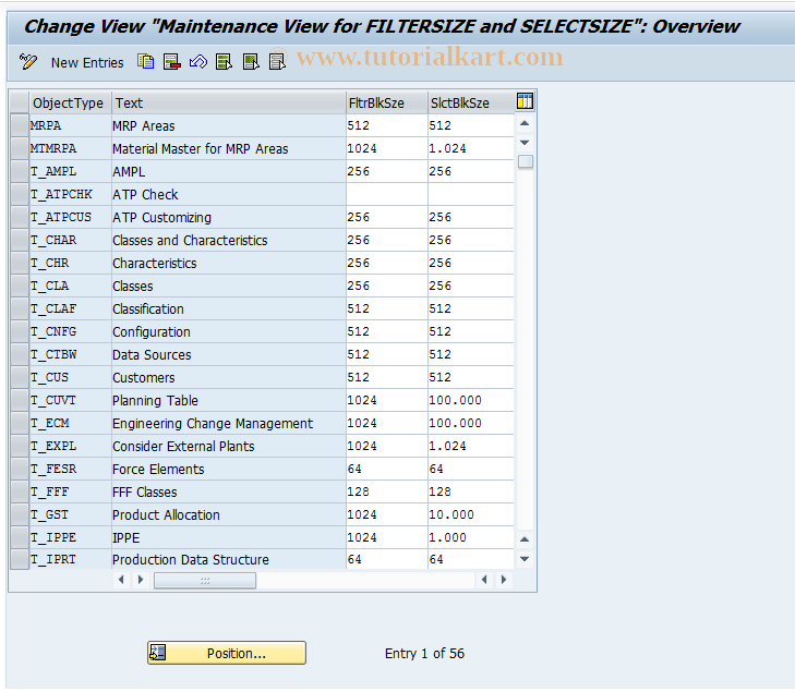 SAP TCode CFC3 - CIF: Initial Transfer for Block Size