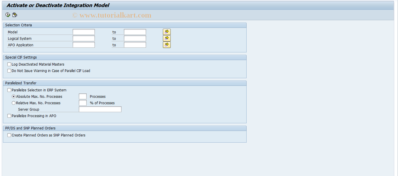 SAP TCode CFM2 - Manually Activate Integration Models