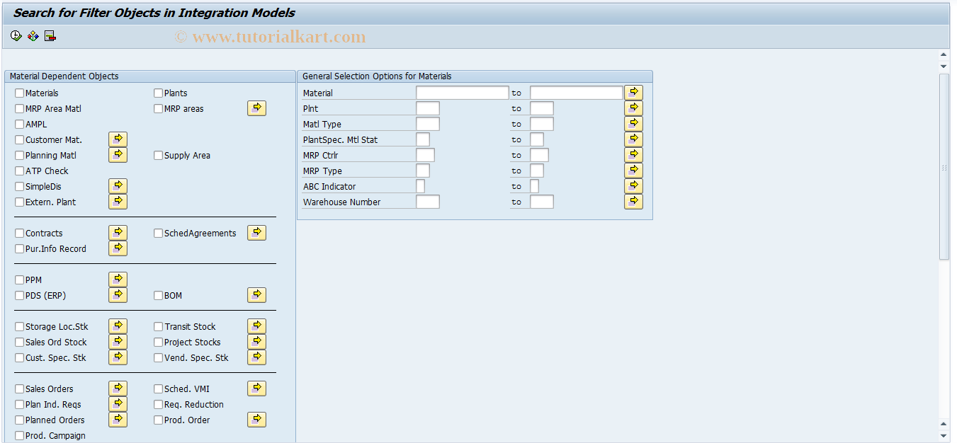 SAP TCode CFM5 - Integration Model Object Search