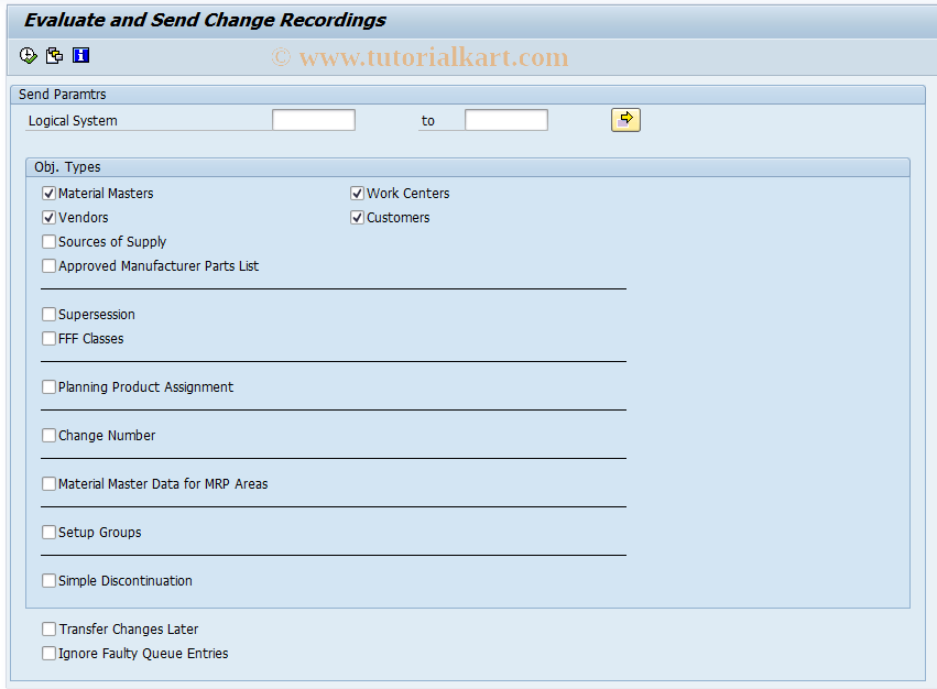 SAP TCode CFP1 - Analyze and Send Changes