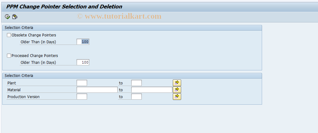 SAP TCode CFP4 - Delete PPM Change Pointer