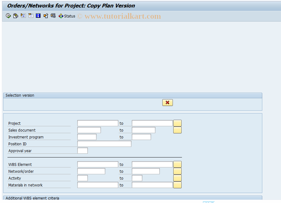 SAP TCode CJ9D - Copy Plan Versions