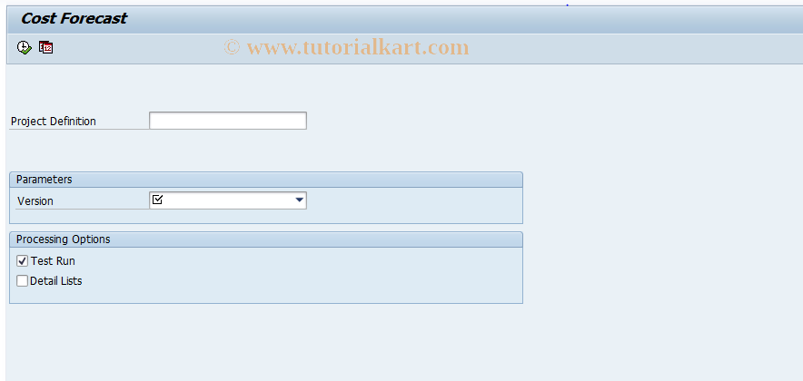 SAP TCode CJ9L - Forecast Costs: Individual Projects