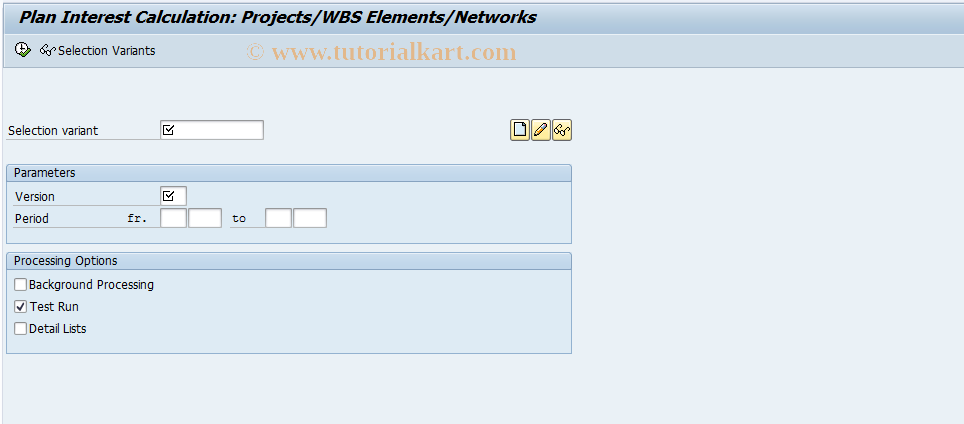 SAP TCode CJZ5 - Plan Int.Calc.: Project Collective Processing 