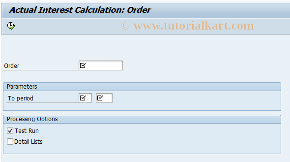 SAP TCode CJZ6 - Actual Int.Calc.: Individual CO Order Prc