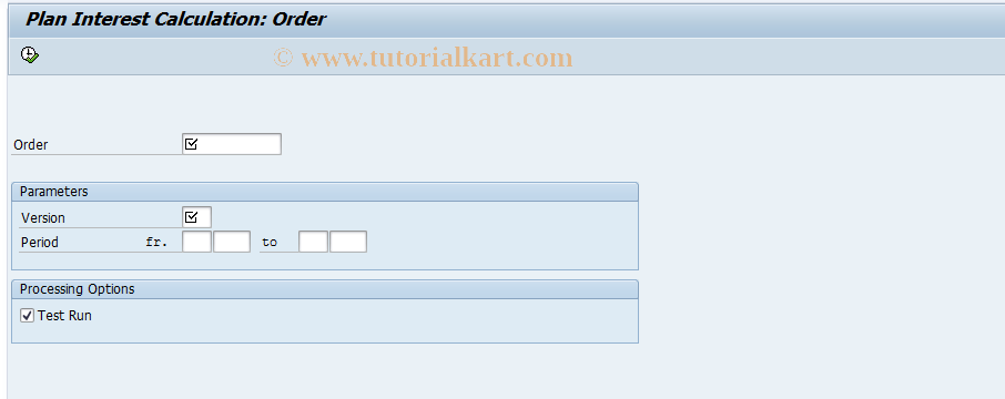 SAP TCode CJZ7 - Planned Int.Calc: Individual CO Order Procurement 