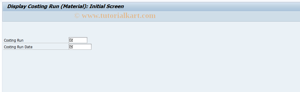 CK43 SAP Tcode Display Costing Run Transaction Code