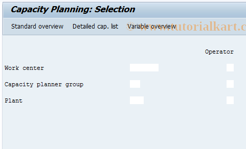 SAP TCode CM05 - Capacity planning : Work center overload