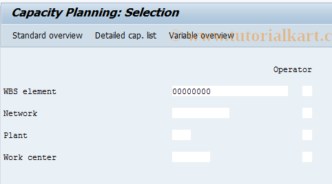 SAP TCode CM07 - Cap. planning: Variable access