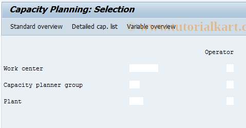 SAP TCode CM0X - Capacity planning