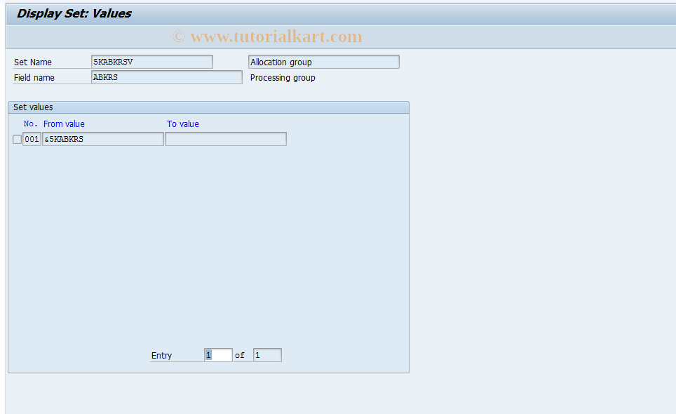 SAP TCode CMS3 - Display Set