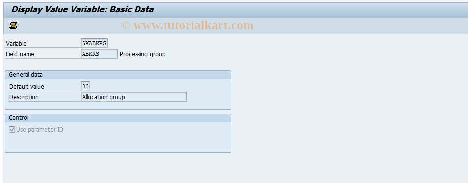 SAP TCode CMV3 - Display variable