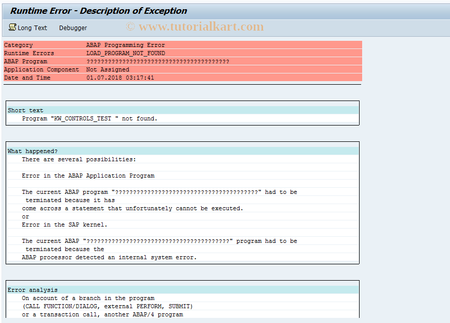 SAP TCode CM_TEST_0 - Control Tests (Internal)