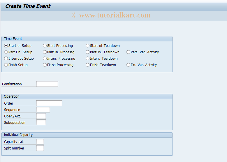 SAP TCode CO19 - Enter Time Event