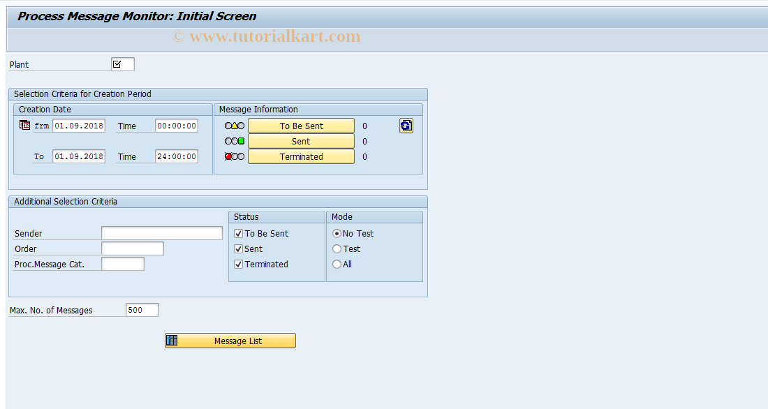 SAP TCode CO54 - Message Monitor