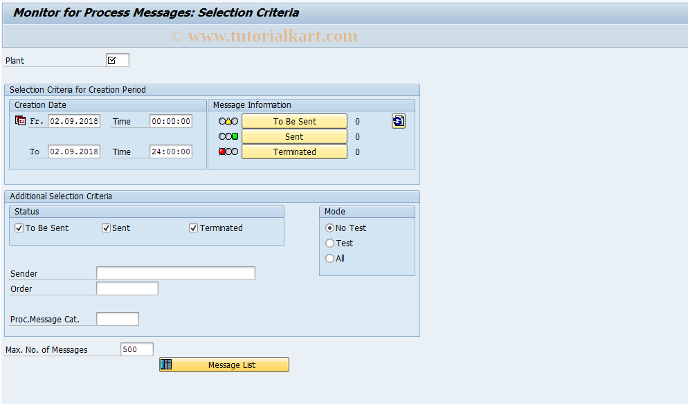 SAP TCode CO54XT - Monitor for Process Messages