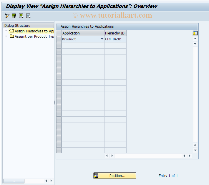 SAP TCode COMC_PRAPPLCAT - Assign Hierachies to Applications