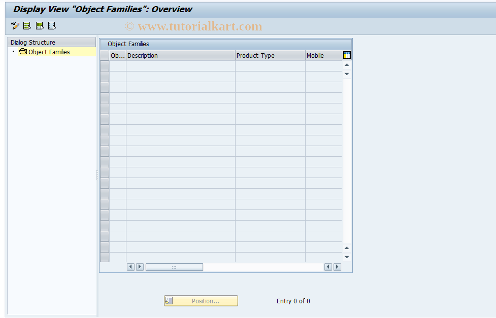 SAP TCode COMC_PR_OBJ_FAM - Define Object Families