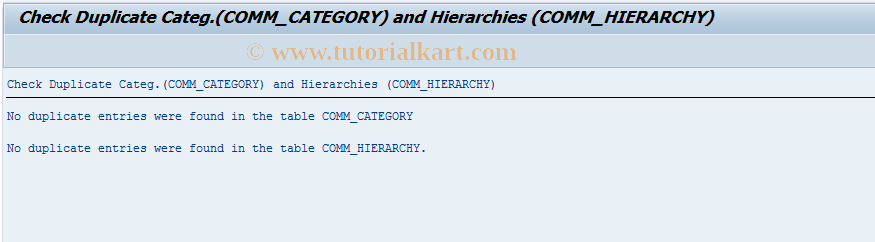 SAP TCode COM_CAT_UPG30 - Check Duplicate Categ., Hierarchies