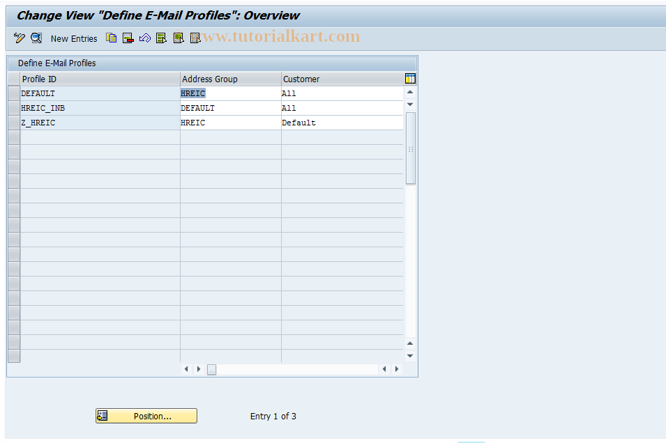 SAP TCode CRMC_IC_EMAIL_BAS - Define E-Mail Profiles