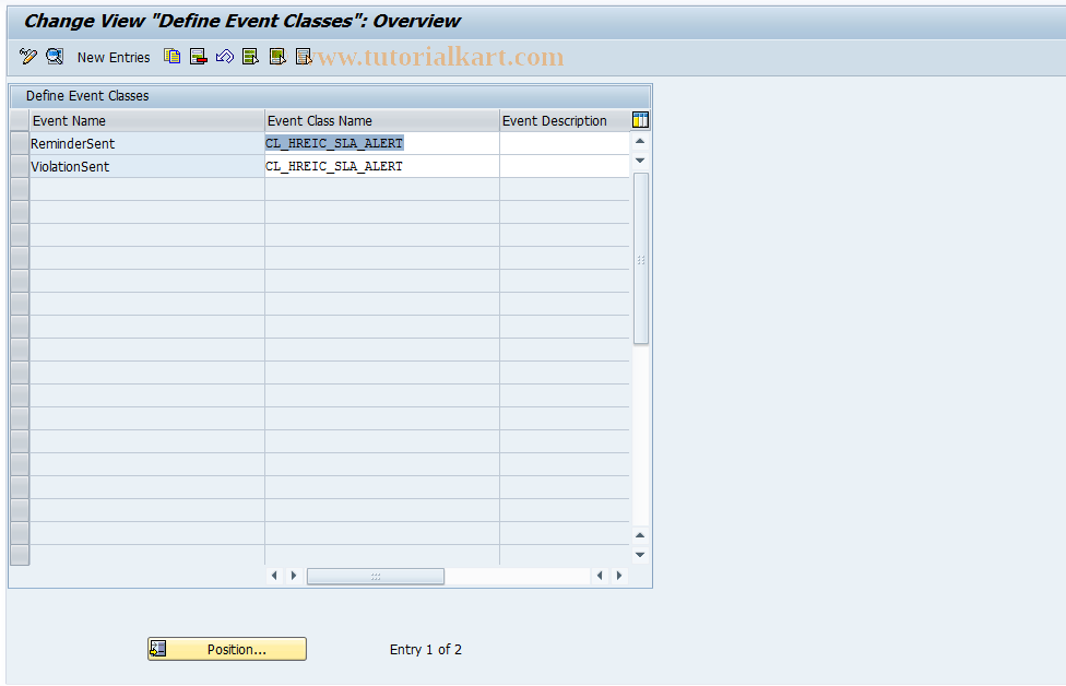 SAP TCode CRMC_IC_EVENTING - Define Event Classes