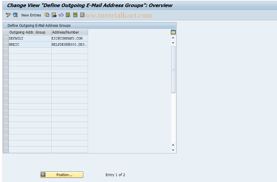 SAP TCode CRMC_IC_FROMGRP - Define Outgoing Address Groups