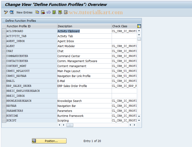 SAP TCode CRMC_IC_PMASTER - Define Function Profiles