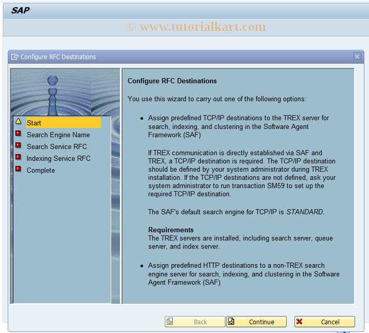 SAP TCode CRMC_SAF_WZ_RFC - Configure RFC Destinations