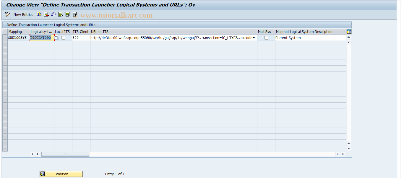 SAP TCode CRMS_IC_CROSS_SYS - Transaction Launcher Logical Systems